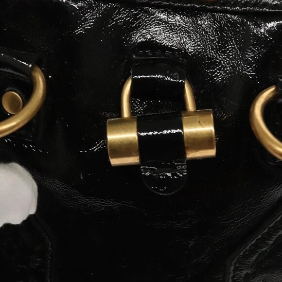 SAINT LAURENT Muse Shoulder Bag Enamel Black Gold Auth sw1147 - Picture 10 of 16